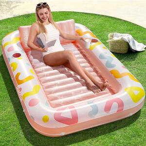 Divano gonfiabile per relax in acqua - Ideale per prendere il sole e rilassarsi - Con portabicchieri - 178x117 cm - Rosa