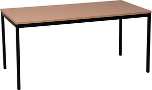 Tavolo multiuso Gürkan rettangolare in faggio, tubo quadrato nero, 140,0 x 80,0 x 75,0 cm
