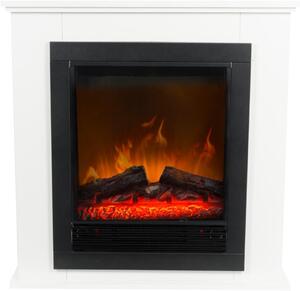 Camino elettrico a parete - Camino con rivestimento - Riscaldamento per la zona giorno - Effetto fiamma realistico - 70 x 71 cm - Bianco