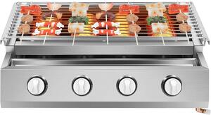 Barbecue a gas con 4 bruciatori - Griglia da tavolo in acciaio inossidabile - Per cucinare all'aperto - Regolabile in altezza