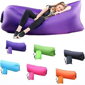 Divano gonfiabile - Sedia a sdraio gonfiabile - Ideale per il relax all'aperto - Non richiede pompa - Dimensioni: 200x70 cm - Colore: lilla