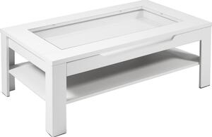 ByLIVING Tavolino Ralph, melamina bianca, cassetto con intaglio in vetro, con scomparto per decorazioni, 110 x 67 cm