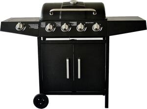 Barbecue a gas - Cucina esterna con griglia - Ideale per preparare grandi pasti - Sistema con 4+1 bruciatori - Dimensioni: 132x50x105 cm - Colore: nero