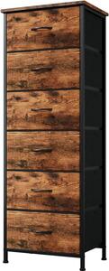 Mobiletto contenitore con cassetti - Comodino contenitore - Organizzazione degli spazi - Struttura in acciaio - Altezza 115 cm - Finitura effetto legno