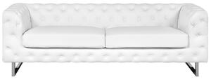 Set di divani in stile Chesterfield a 3 + 2 posti con braccioli da smoking bianchi con bottoni sul retro gambe argentate in ecopelle Beliani