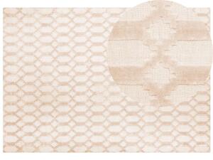 Tappeto Beige Viscosa 160 x 230 cm Motivo Geometrico Tessuto a Mano Flatweave Beliani