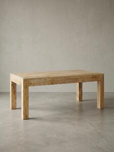Tavolino da salotto 110 x 60 x 47 cm in legno massello di mango naturale, stile country, tavolo da salotto rustico, tavolino da caffè, tavolo da salotto in legno massello
