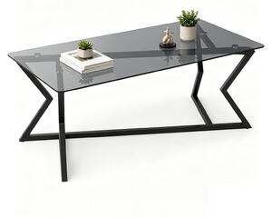 Tavolino KOMFOTTEU in vetro, tavolo rettangolare per il soggiorno con struttura in metallo geometrico e piedini regolabili, moderno tavolino da divano per ufficio, camera da letto, capacità di carico 50 kg, dimensioni 110 x 55 x 44,5 cm