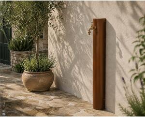 Fontana da Giardino Rettangolare da Muro per chi ha l'attacco Acqua a muro Dimensioni 15,3x8xh 95 cm con tubo rubinetto, flessibile e Gomito resistente al gelo Colore Corten