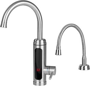 Rubinetto con resistenza integrata per acqua calda istantanea - Rubinetto da cucina con acqua calda immediata - Acqua calda istantanea - Resistenza integrata per riscaldamento dell'acqua - Rotazione a 360° - Argento