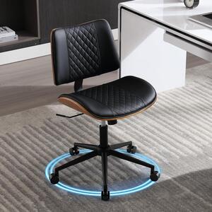 Sedia da ufficio con rivestimento in ecopelle, girevole, regolabile in altezza, con una capacità di carico fino a 136 kg, colore nero