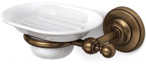 Portasapone sospeso Bronzo BRITISH Dimensioni 16x12,5xh6 cm Stile Inglese Classico primo Novecento con contenitore in ceramica bianca finitura Bronzo