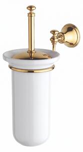 Porta Scopino da parete LIBERTY in Porcellana Bianca finiture ORO Dimensioni 15,5x25x h40,5 cm finiture oro lucido