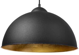BELIANI Lampada a sospensione con semisfera in metallo nero e oro dal look industriale per soggiorno, camera da letto e sala da pranzo