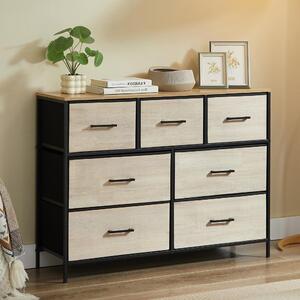 Comodino con 7 cassetti - Mobile contenitore - Ideale per riporre vestiti - Cassetti realizzati con tessuto resistente - Dimensioni: 100x30x75 cm - Colore: nero
