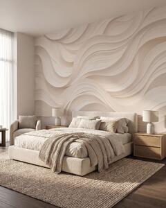 Carta da parati Onde astratte di colore beige in stile 3D, Carta da parati lastrazione, w09957 : Uwalls.it