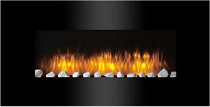 Camino elettrico a parete – Riscaldamento – Crea un'atmosfera accogliente – Immagine realistica delle fiamme – 1055 x 48 cm – Nero