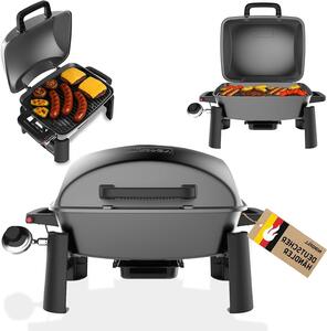 Barbecue a gas - Griglia da tavolo - Cucina all'aperto - Griglia in ghisa - Griglia di dimensioni 39x29 cm - Grigio scuro
