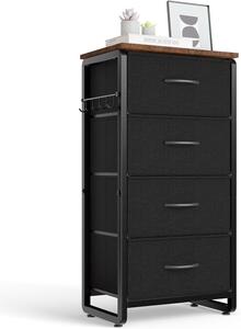 Mobiletto contenitore con cassetti - Comodino compatto - Organizzazione del soggiorno - Struttura in metallo robusta - Altezza 82 cm - Colore nero