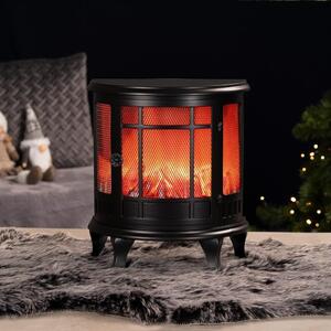 Camino LED decorativo - Camino elettrico d'atmosfera - Illuminazione d'ambiente - Effetto fiamma realistico - 35 x 30 x 17 cm - Nero