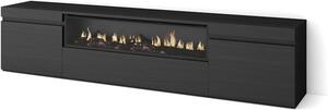 Mobile TV - Armadio contenitore - Arredamento soggiorno - Camino elettrico - 200 x 45 x 35 cm - Nero