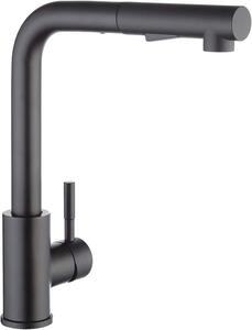 Rubinetto da cucina ad alta pressione, colore nero opaco, con doccetta estraibile, girevole a 360° e dotato di due tipi di getto d'acqua