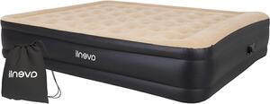 Letto gonfiabile - Letto ad aria - Per un riposo confortevole - Pompa integrata - 203x157x47 cm - Beige e nero