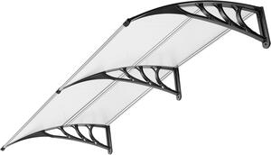 Tenda da sole per porta d'ingresso e finestra, dimensioni 200 x 100 cm, realizzata in policarbonato trasparente con supporto nero