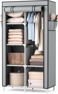 Armadio portatile in tessuto - Contenitore portatile - Organizzatore per abbigliamento - Ampio spazio interno - 84 x 42 x 162 cm - Nero