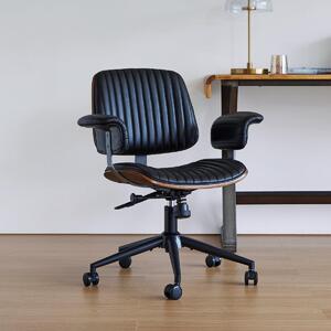 Sedia da ufficio in pelle, ergonomica, girevole, ideale per ufficio o come poltrona per dirigenti, con altezza regolabile e braccioli, colore nero