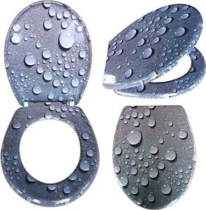 Coperchio della toilette Coperchio della toilette Grey Drops Coperchio della toilette con chiusura ammortizzata