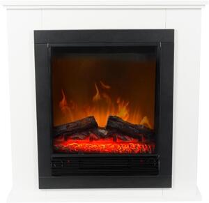 Camino elettrico a parete - Camino con rivestimento - Riscaldamento per la zona giorno - Effetto fiamma realistico - 70 x 71 cm - Bianco