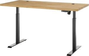 Scrivania - Marrone - Nero - Rovere - Struttura in metallo - L 160 cm - Regolabile elettricamente in altezza