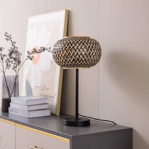 Lampada da tavolo Lindby Nerys, nero, bambù, Ø 28 cm