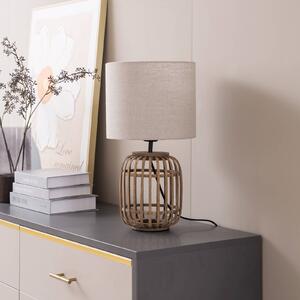 Lampada da tavolo Lindby Marzanna, grigio, bambù, 42,5 cm, E27