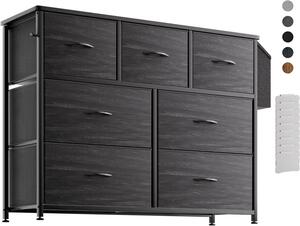 Comodino in tessuto - Unità di stoccaggio - Organizzazione degli spazi - Rivestimento senza odore - 7 cassetti grandi - Colore: nero carbone
