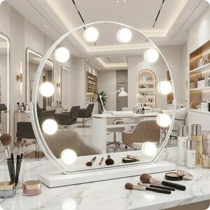 Specchio da trucco bianco 60 cm con 10 LED e colore della luce