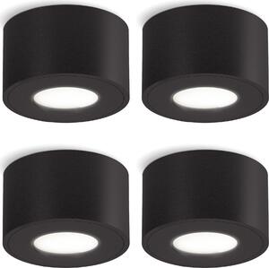 SSC-LUXon 4 pezzi CELI-1 Spot da soffitto IP44 Dimmerabile senza dimmer nero con LED bianco neutro 4W 230V (ampio angolo di emissione)