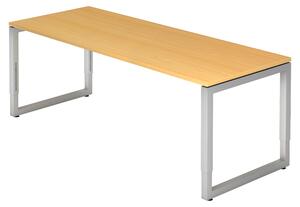 Scrivania della serie "R" di bümö: struttura in argento, impiallacciatura in noce, dimensioni: 200 x 80 cm