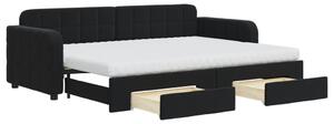 VidaXL Divano letto estraibile con cassetti Nero 80x200 cm Velluto