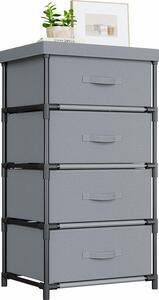 Comodino contenitore - Mobiletto con 4 cassetti - Organizzazione della camera da letto - Struttura in acciaio robusta - Dimensioni: 335" x 1733" x 134" - Grigio