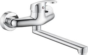 Rubinetto da cucina, montaggio a parete - Miscelatore per cucina - Acqua calda e fredda - Girevole a 360 gradi - Attacco tubo da 230 mm - Cromato