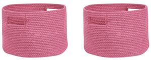 Set di 2 cesti in cotone intrecciato rosa boho interno esterno Beliani
