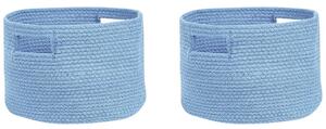 Set di 2 cesti in cotone intrecciato blu boho interno esterno Beliani