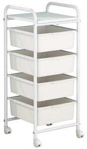 Carrello da Cucina 4 Cassetti 32,5x36,5x73 cm in Plastica Daria Bianca