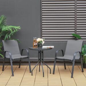Costway Set di mobili da 3 pezzi con tessuto traspirante per cortile, Set da conversazione per patio con tavolino Grigio