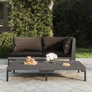 Tavolino da Giardino Mezzo Tondo Grigio Scuro in Polyrattan