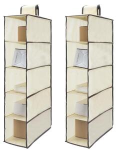 Organizer per armadio - Tessuto non tessuto - 5 scomparti - 30 x 15 x 70 cm - Set da 2 pezzi