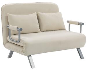 HOMCOM Divano letto 2 posti con schienale regolabile e 2 cuscini, rivestimento in tessuto effetto scamosciato, Beige | Aosom Italy