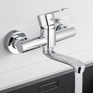 Rubinetto da cucina – Miscelatore in acciaio inossidabile – Installazione idraulica – Rotazione a 360 gradi – Braccio girevole da 15 cm – Cromato